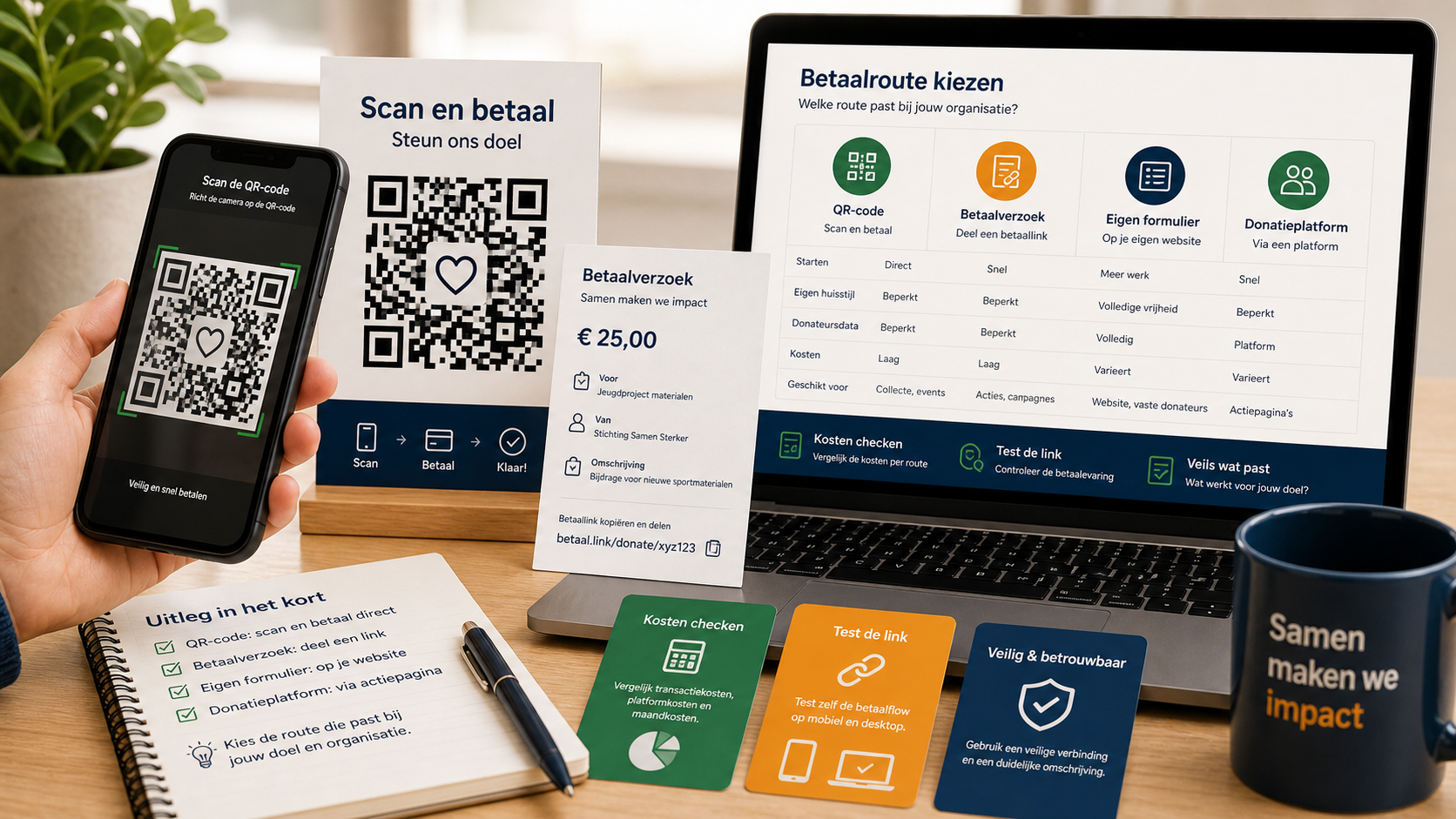 QR-code en betaalverzoek vergelijken als donatieroute