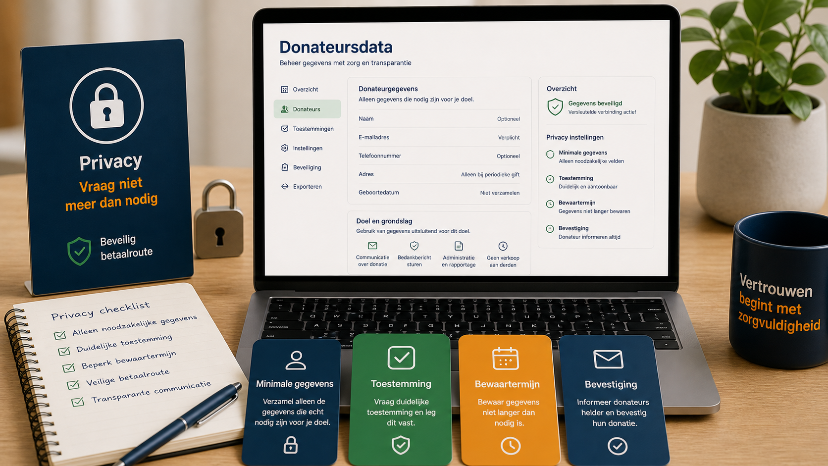 Privacy en donateursgegevens zorgvuldig beperken en beveiligen